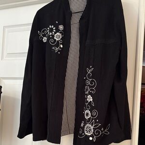Vintage Embroidered Black Jacket for Women